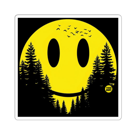 Yellow Smiley Face Forest Trees Birds Todd Art product type