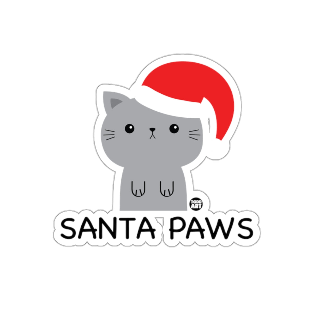 Santa Paws Cat With Santa Hat Sticker Product