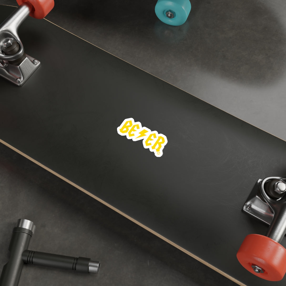 Vibrant BEER Text Sticker for Skateboard Decks
