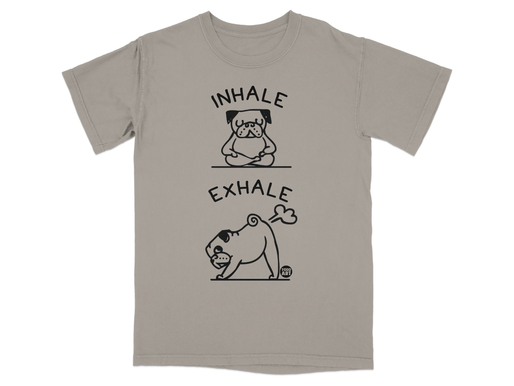 Inhale Exhale Funny Pug Cartoon Graphic T-Shirt