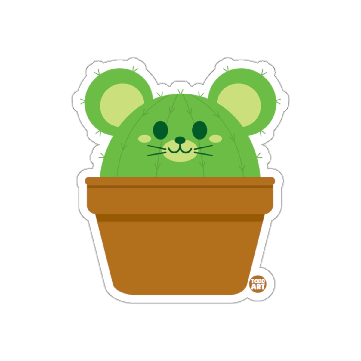 Cute Cactus Mouse in Flower Pot Cartoon Sticker