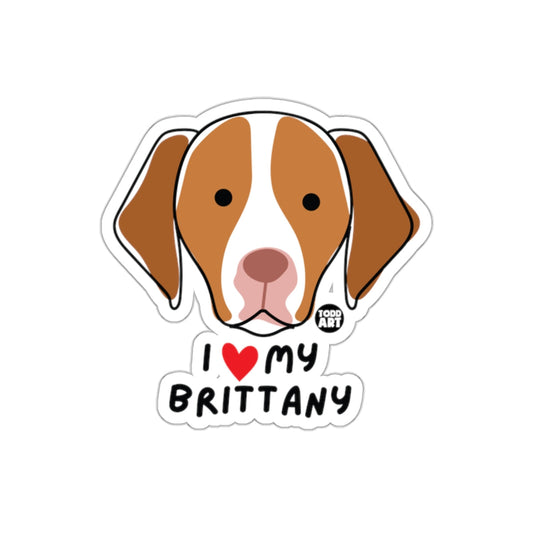 I Love My Brittany Dog Breed Cute Cartoon Sticker