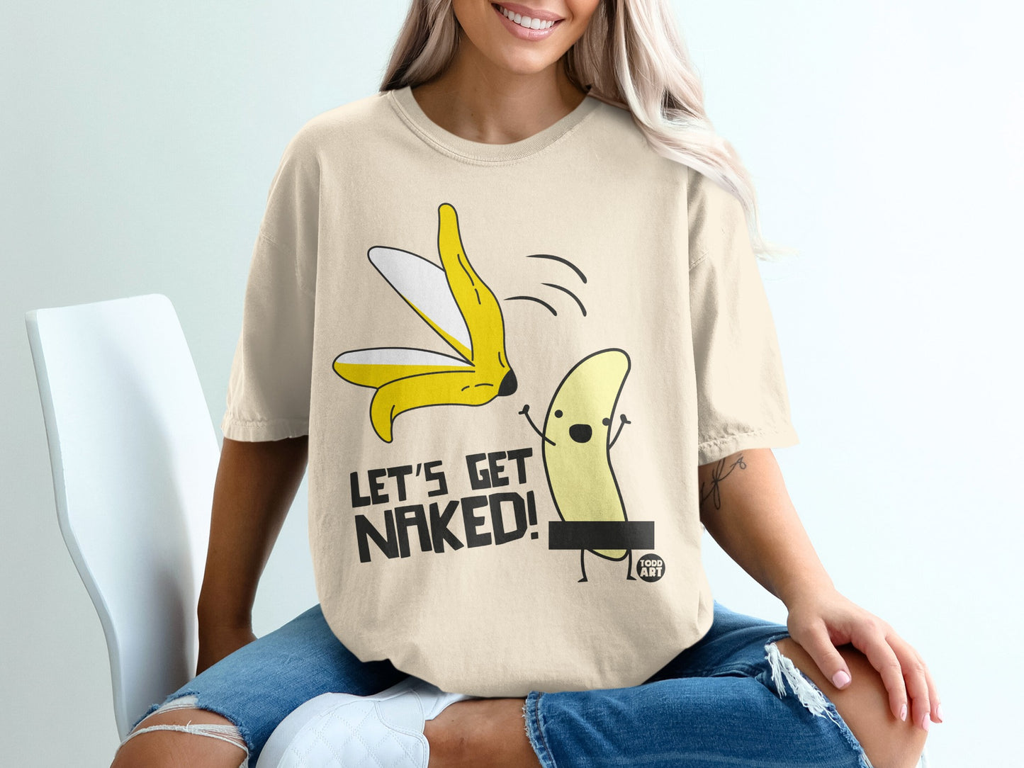 Funny Peeled Banana Let's Get Naked Cartoon product type