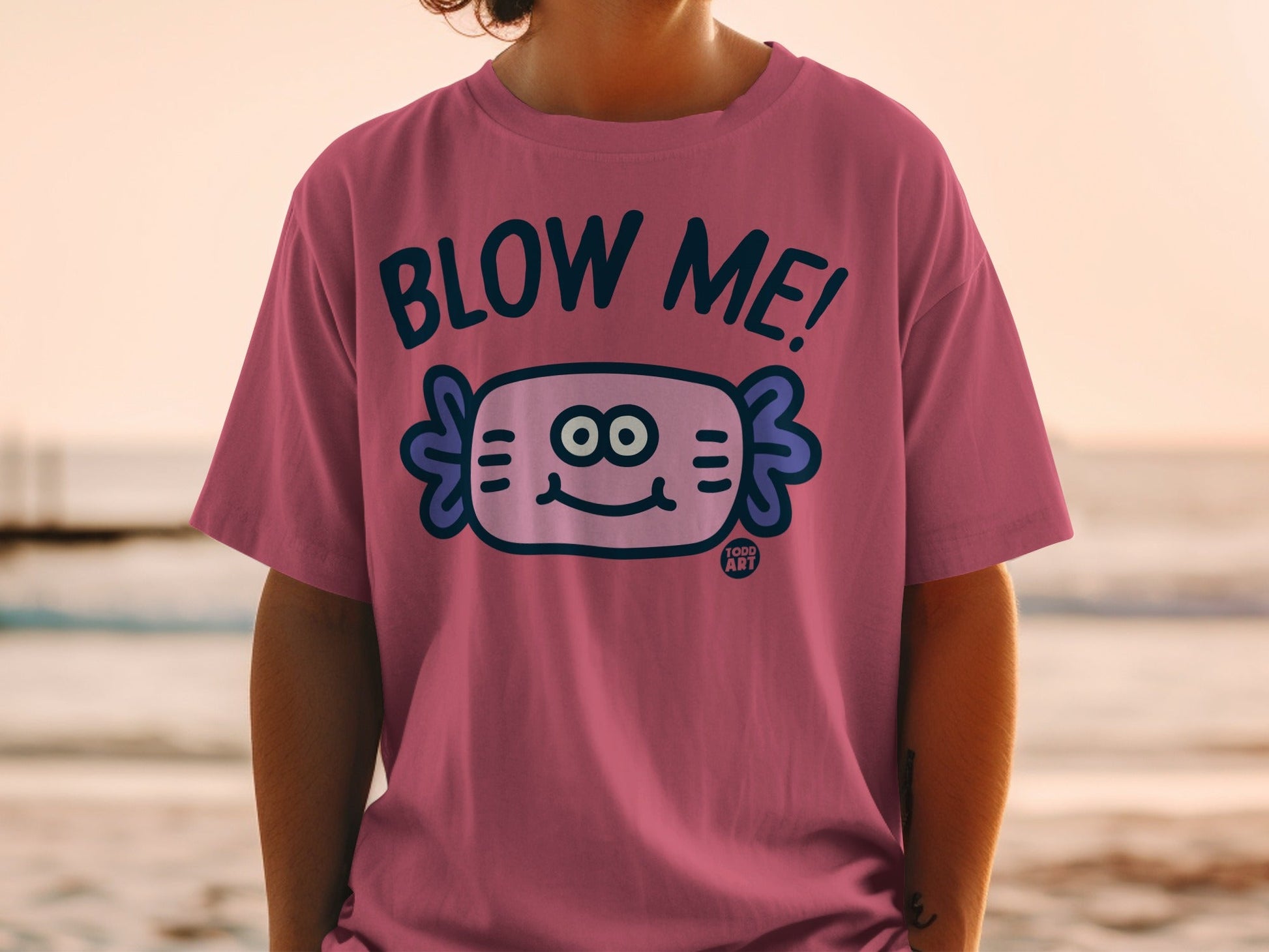 Blow Me! Funny Cartoon Axolotl Graphic T-Shirt