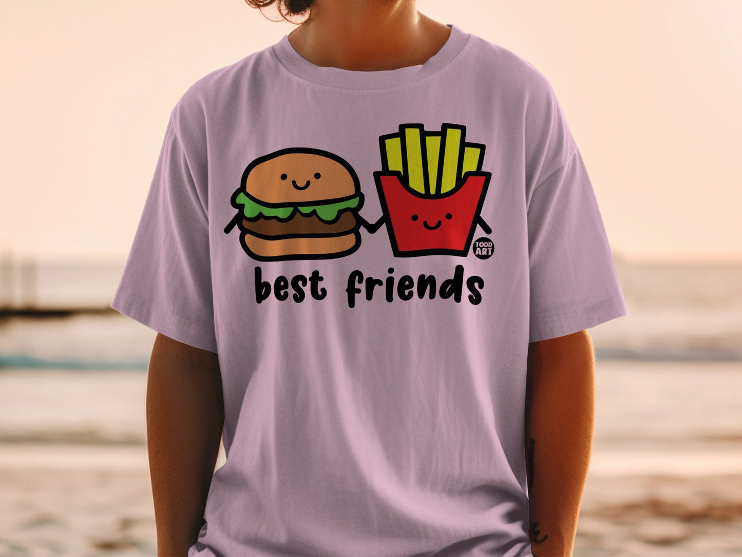 Cute Best Friends Burger and Fries Graphic Tee