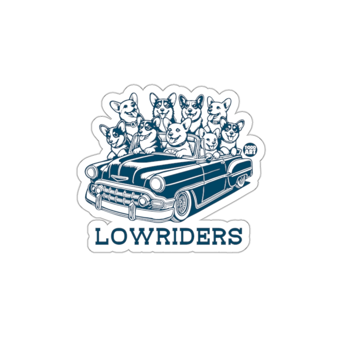 Cool Dogs in Vintage Car Lowriders Sticker Design