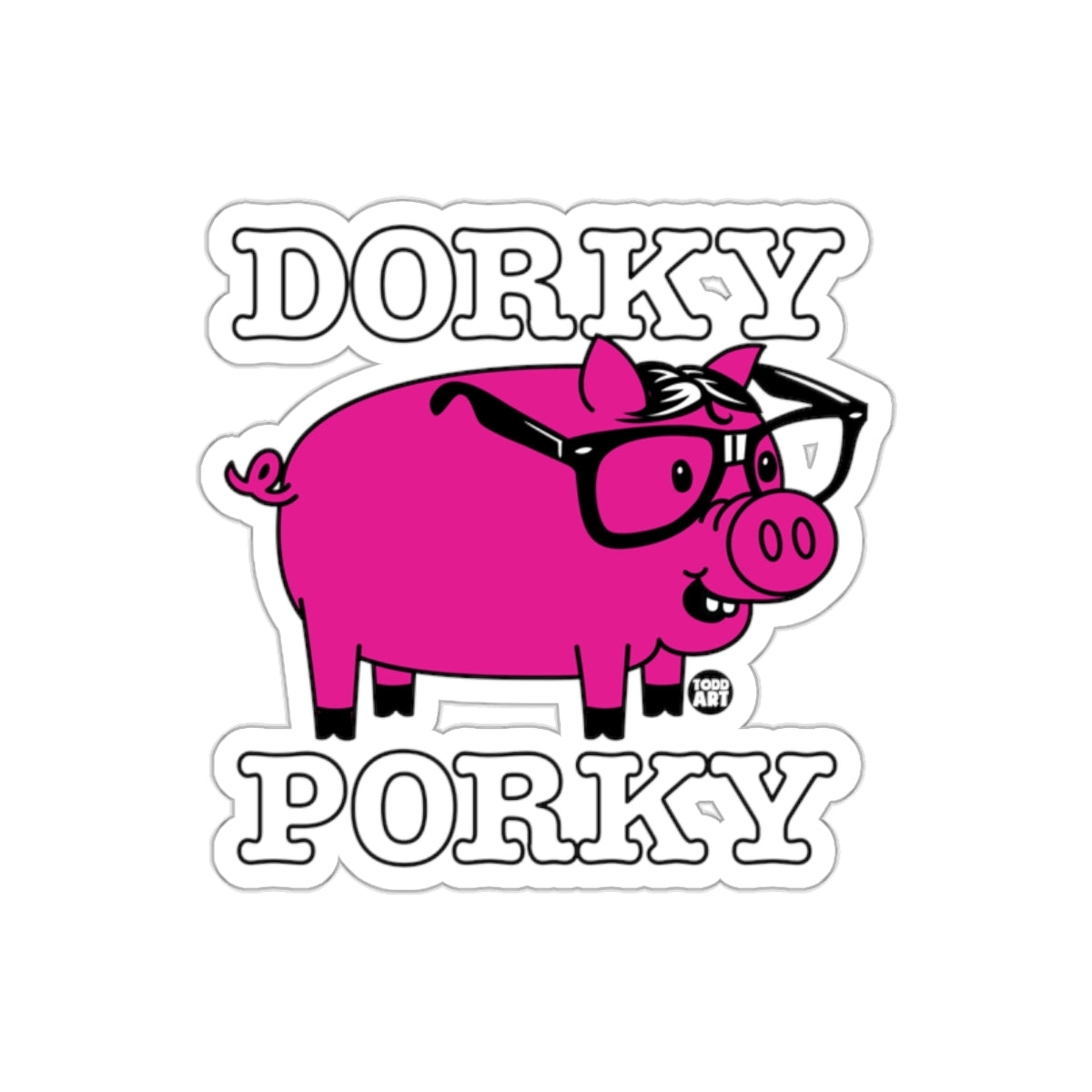 Dorky Porky Todd Art Funny Pig With Glasses sticker