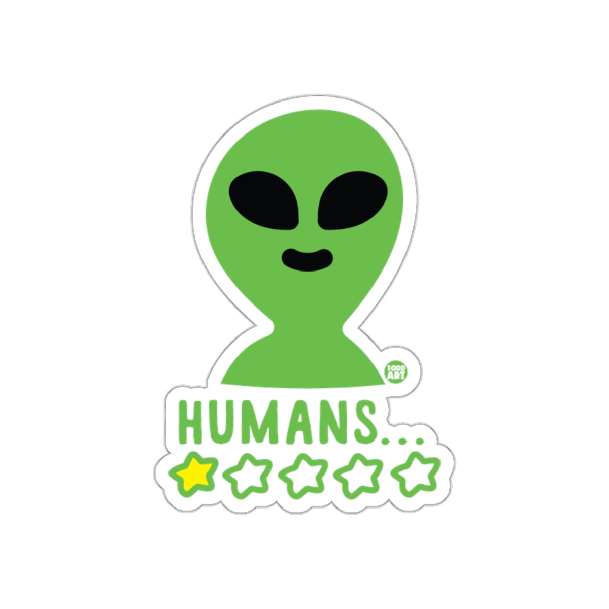 Funny Alien Rating Humans Sticker product