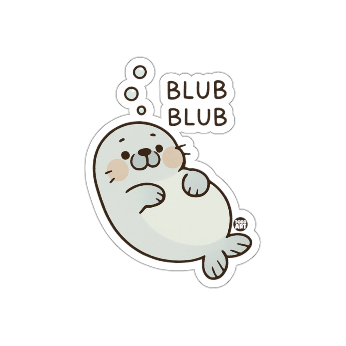 Cute Blub Blub Seal with Bubbles Sticker for Laptops