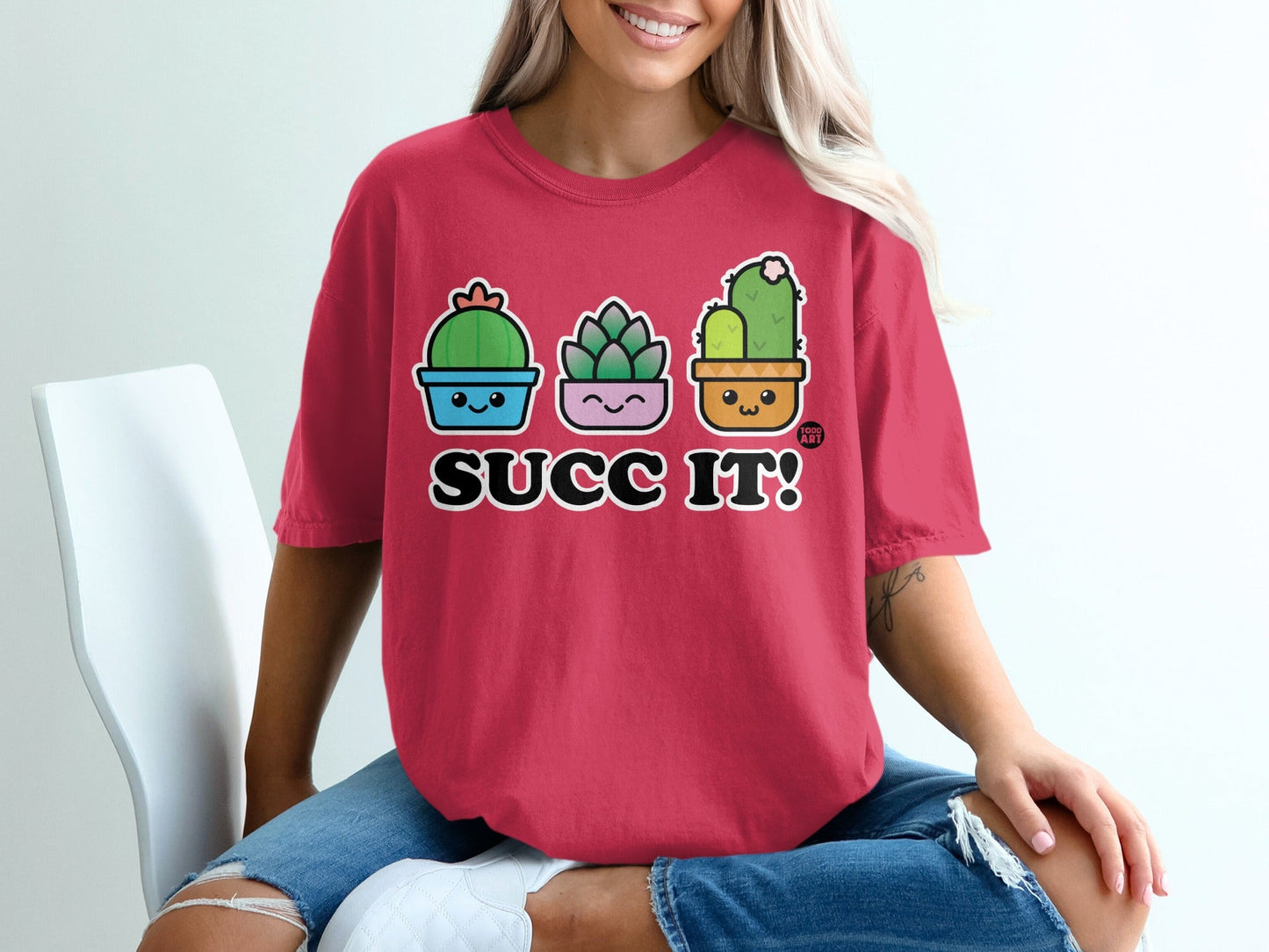 Succ It Cute Succulent Cartoon Graphic T-shirt