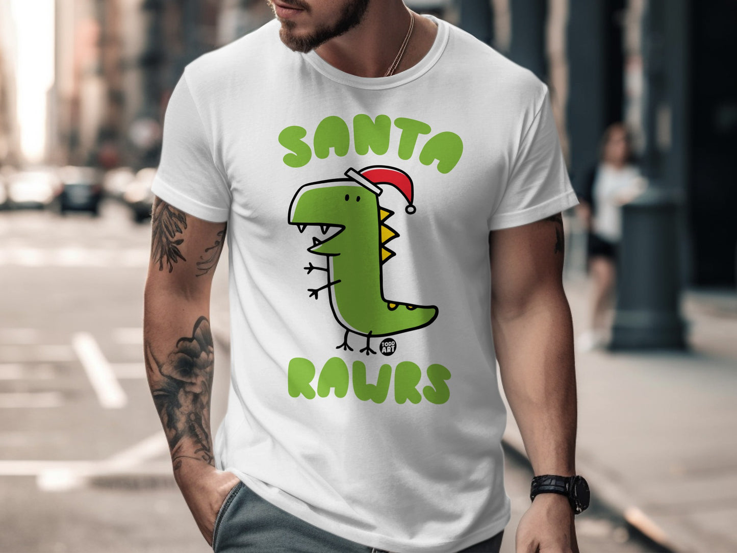 Santa Rawrs Dinosaur T-Shirt Fun Holiday Clothing