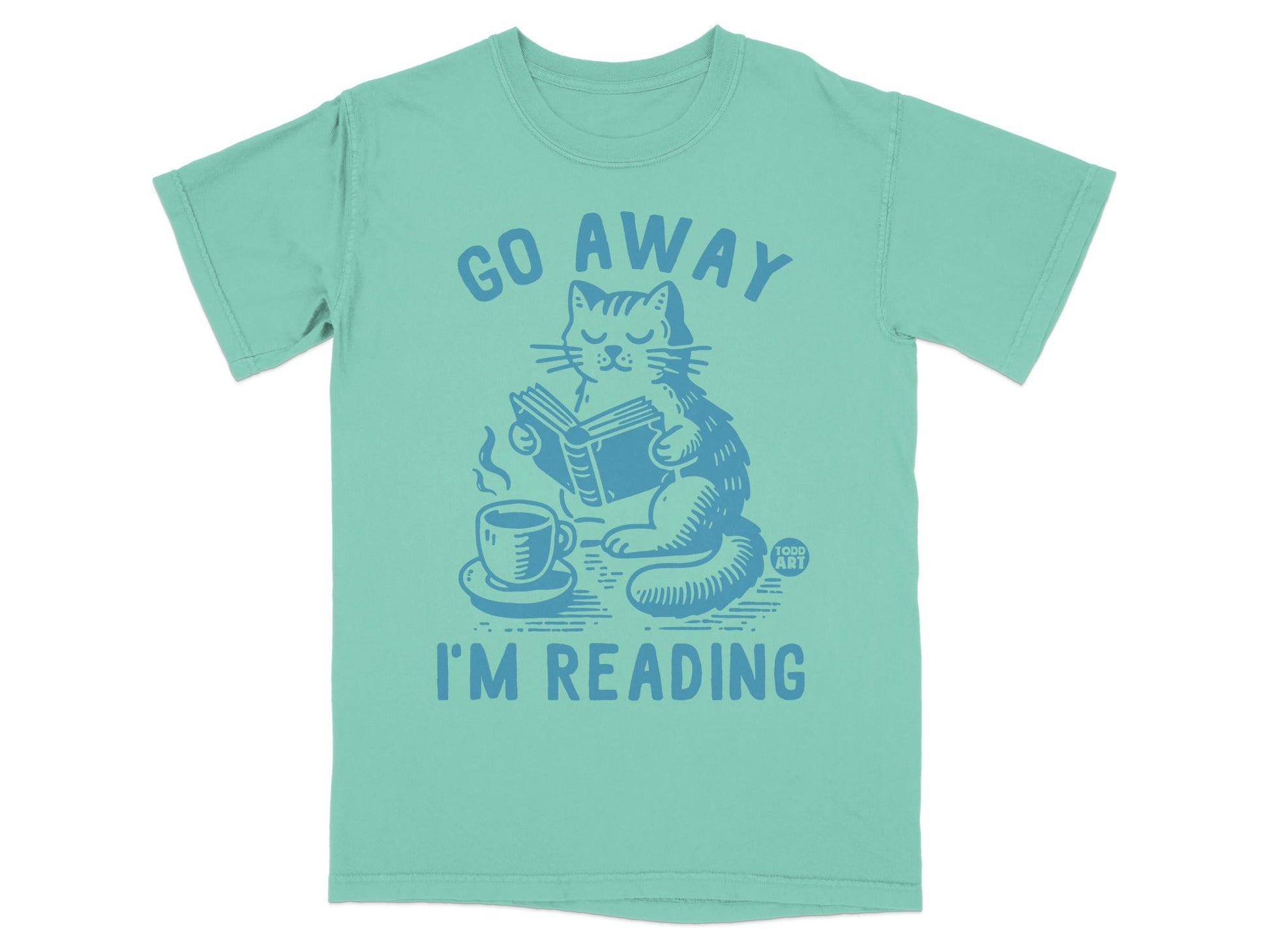 Go Away I'm Reading Cat with Coffee T-shirt