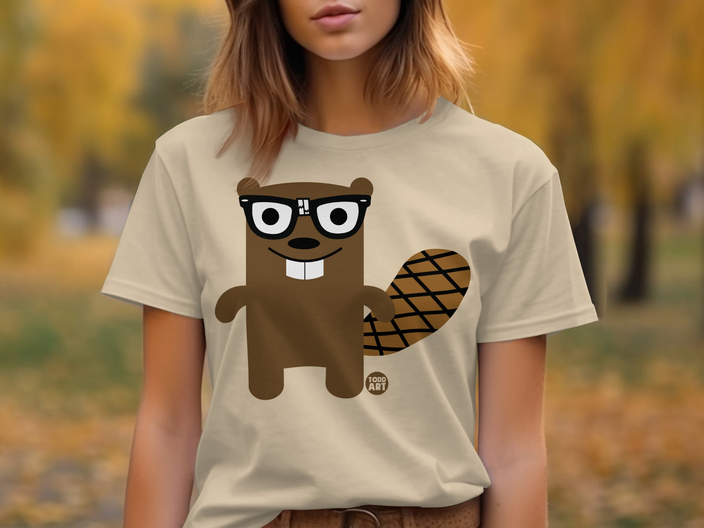 Cute Cartoon Beaver Wearing Glasses T-Shirt