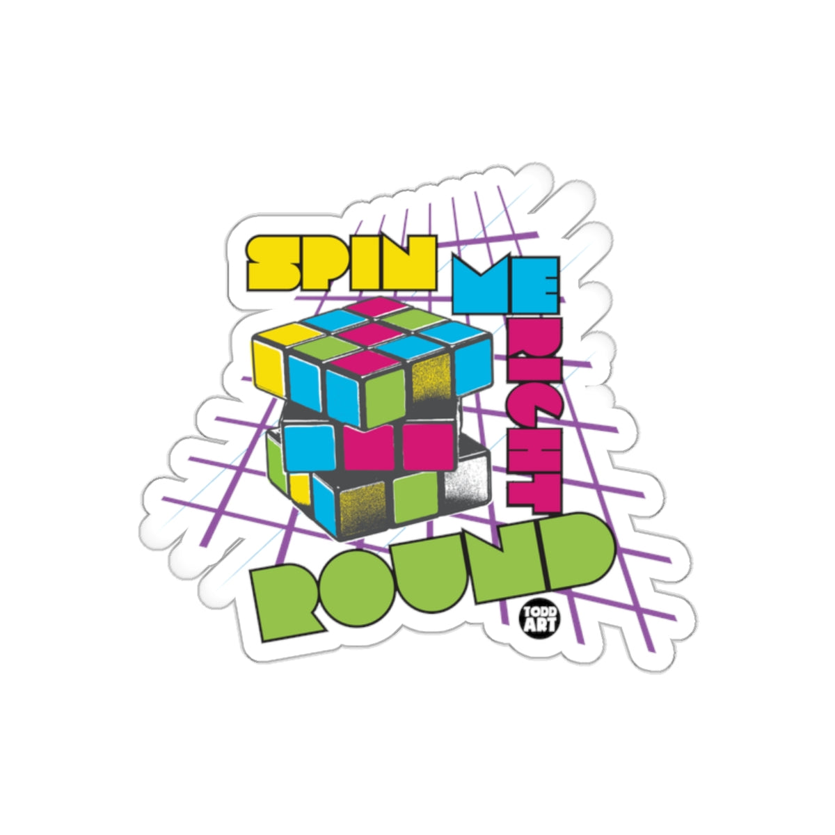 Spin Me Right Round Colorful Cube Sticker