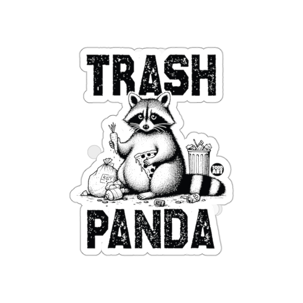 Trash Panda Cute Raccoon with Pizza and Carrot Stickers