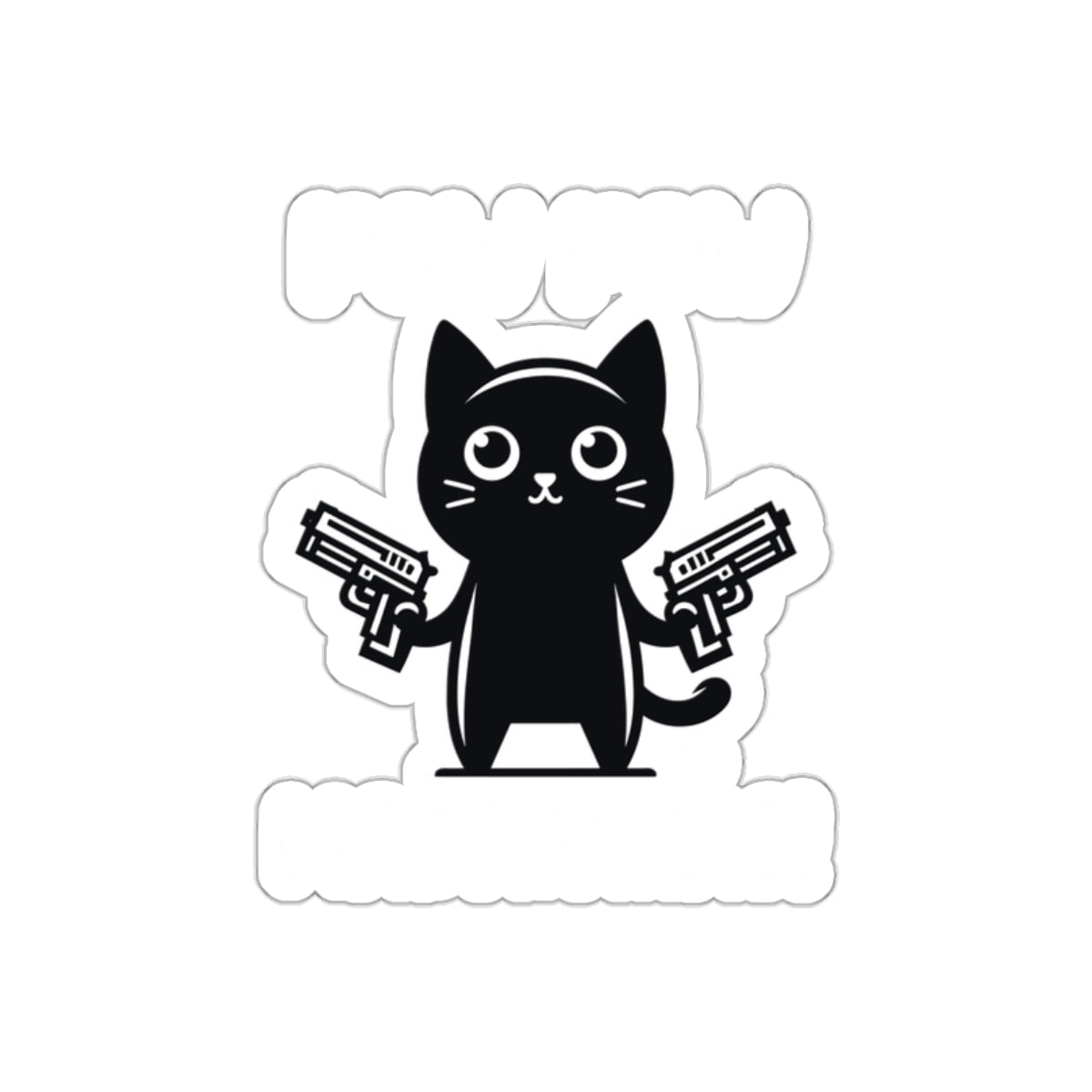 Cat Holding Guns Cute Humor Sticker for Laptops or Cars