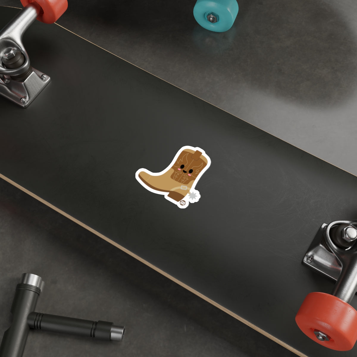Cute Cartoon Cowboy Boot Sticker for Skateboard Decoration