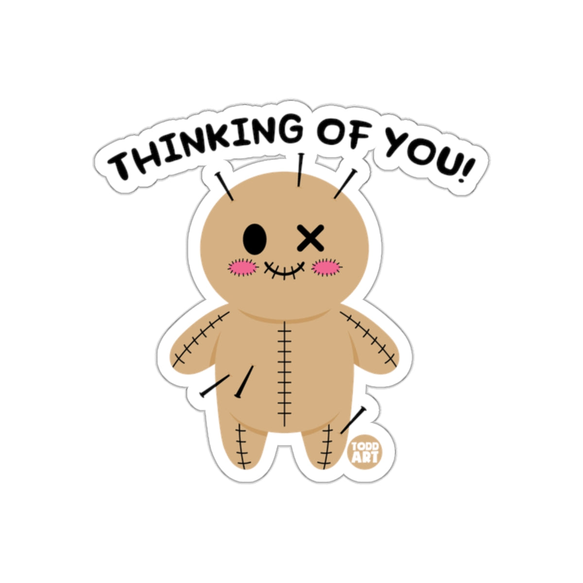Thinking Of You Cute Voodoo Doll Sticker