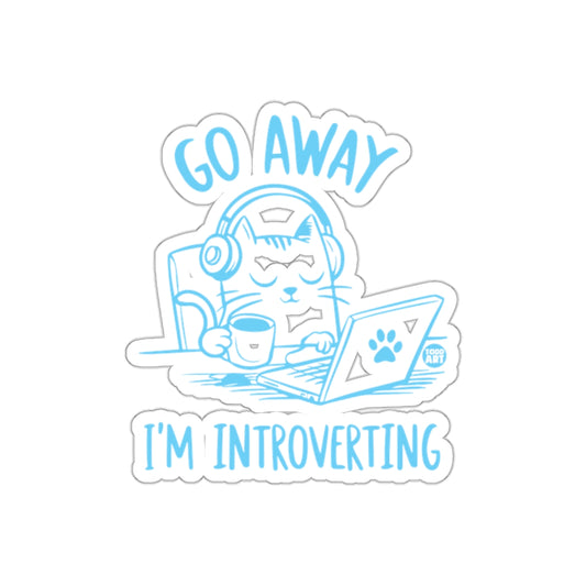 Go Away I'm Introverting Cat On Laptop Headphones Stickers