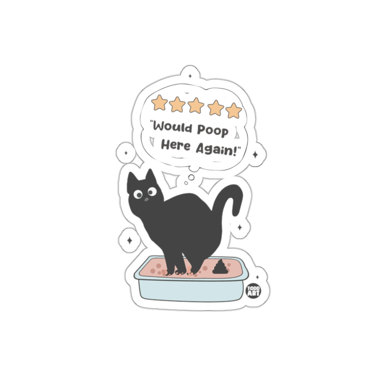 Cat With Funny Quote Five Star Review Sticker