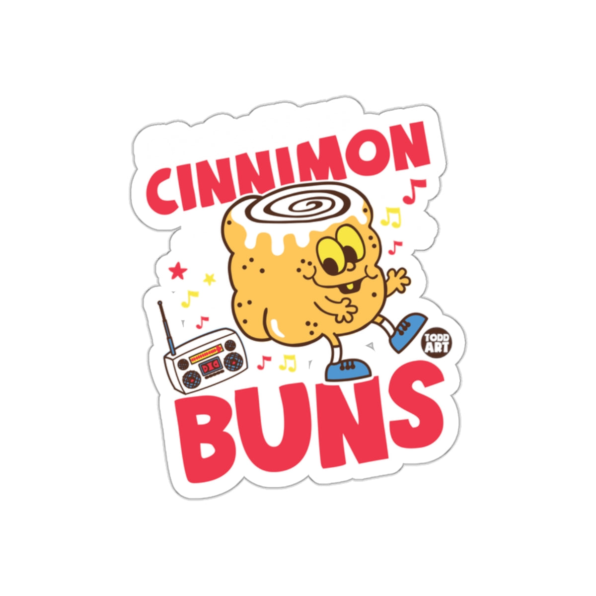 Fun Cinnamon Buns Cartoon Design Sticker