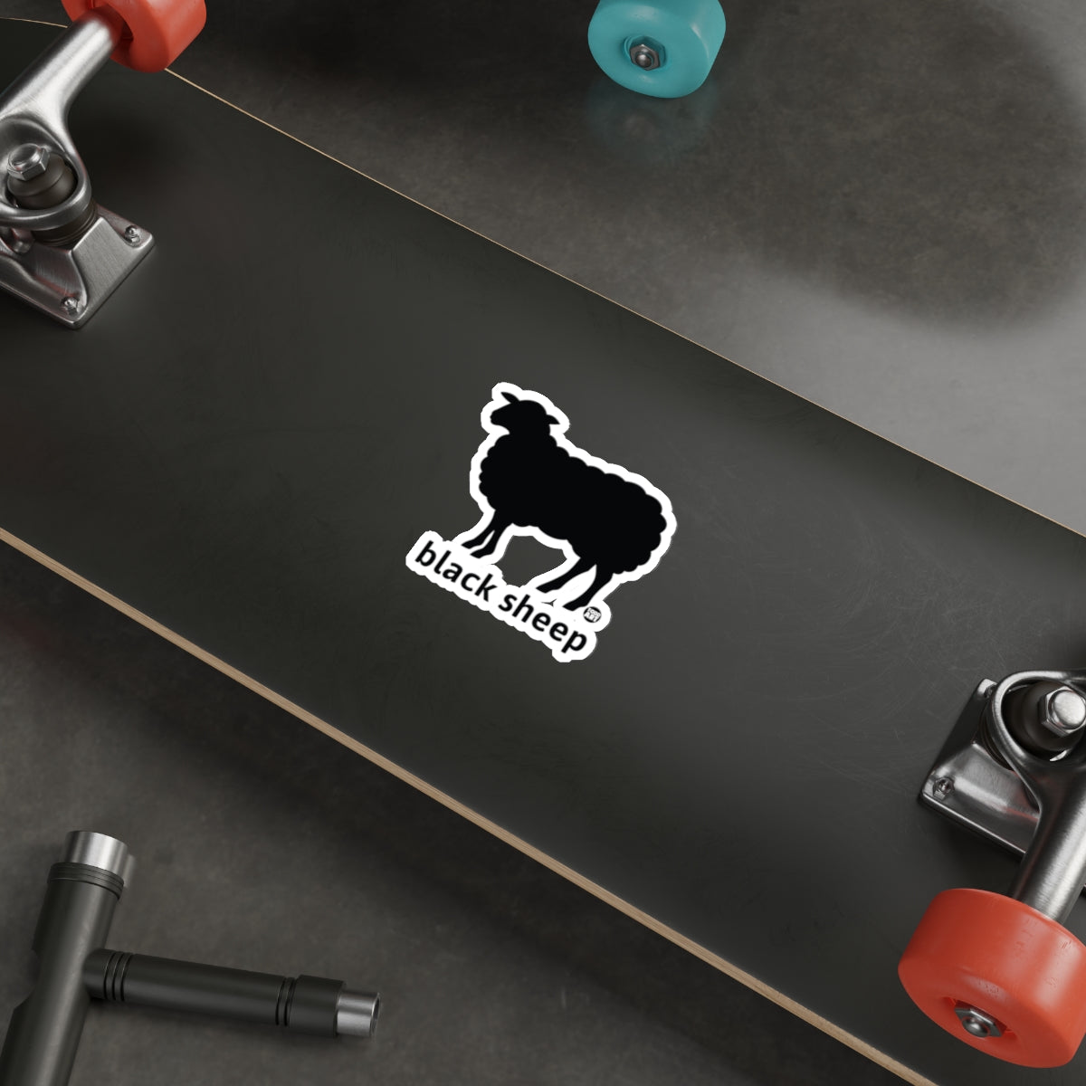 Black Sheep Sticker on Skateboard Deck for Skater Product