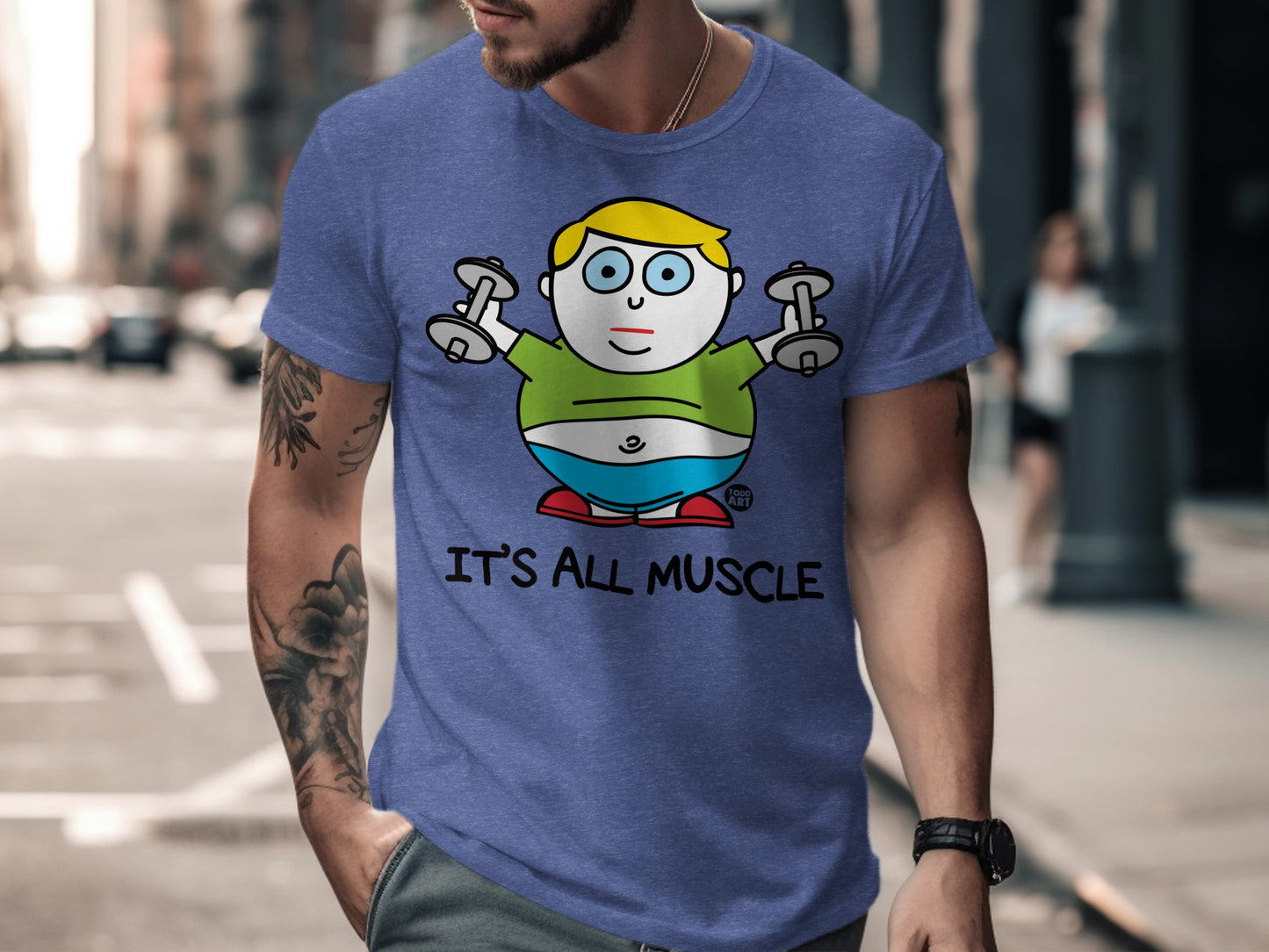 It's All Muscle Funny Cartoon Character T-shirt