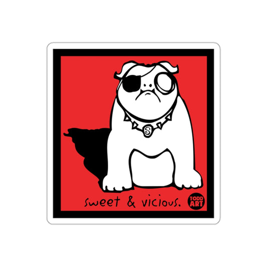 Sweet & Vicious Bulldog Sticker Todd Art Design
