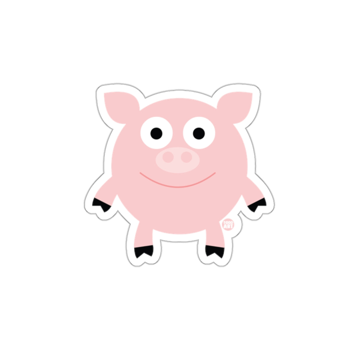 Happy Pink Cartoon Pig with Friendly Smile Sticker