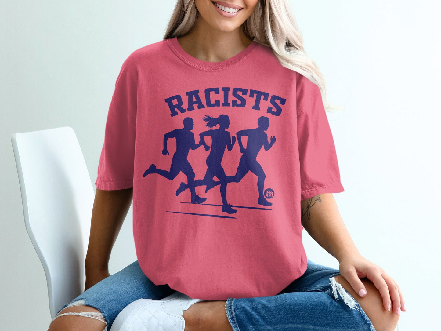 Anti Racist T-Shirt, Racists Running Away Design, Social Justice, Equality, Human Rights, Activism Protest, Statement Clothing