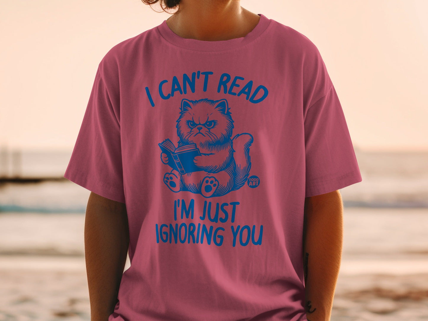 I Can't Read I'm Just Ignoring You Funny Cat Graphic Shirt