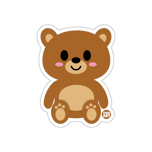 Cute Kawaii Brown Bear with Pink Cheeks Sticker