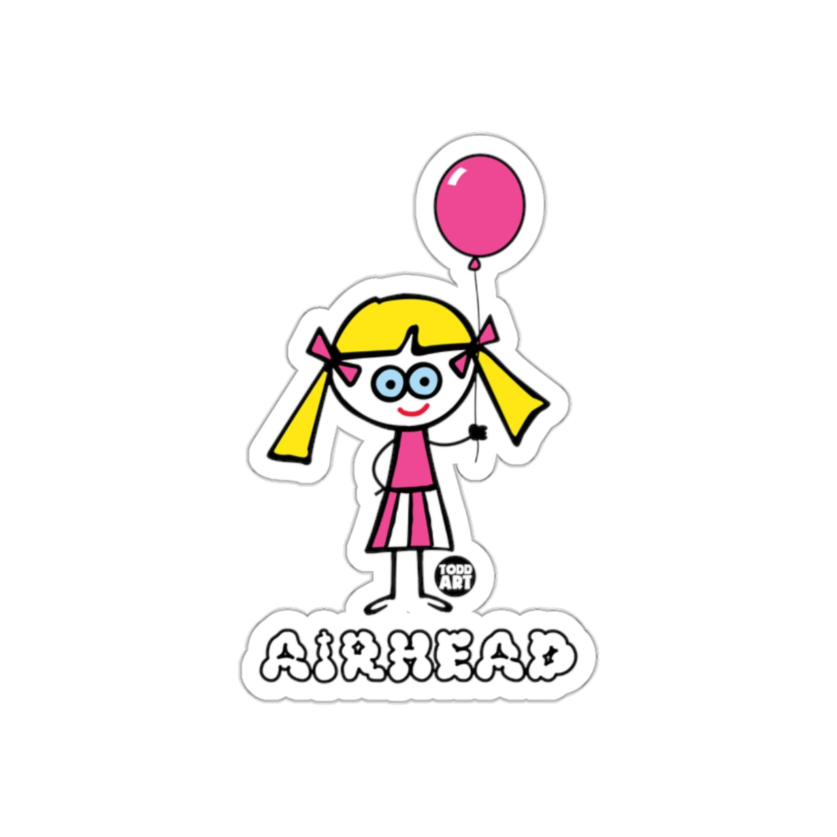 Airhead Girl with Balloon Cartoon Graphic Sticker