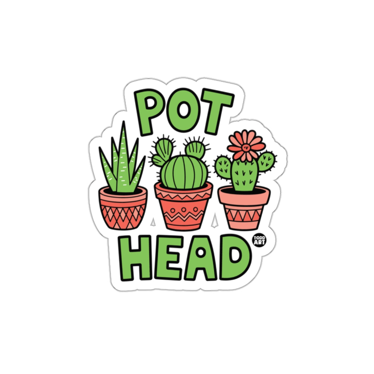 Fun Colorful Pot Head Cactus Sticker for Plant Lovers