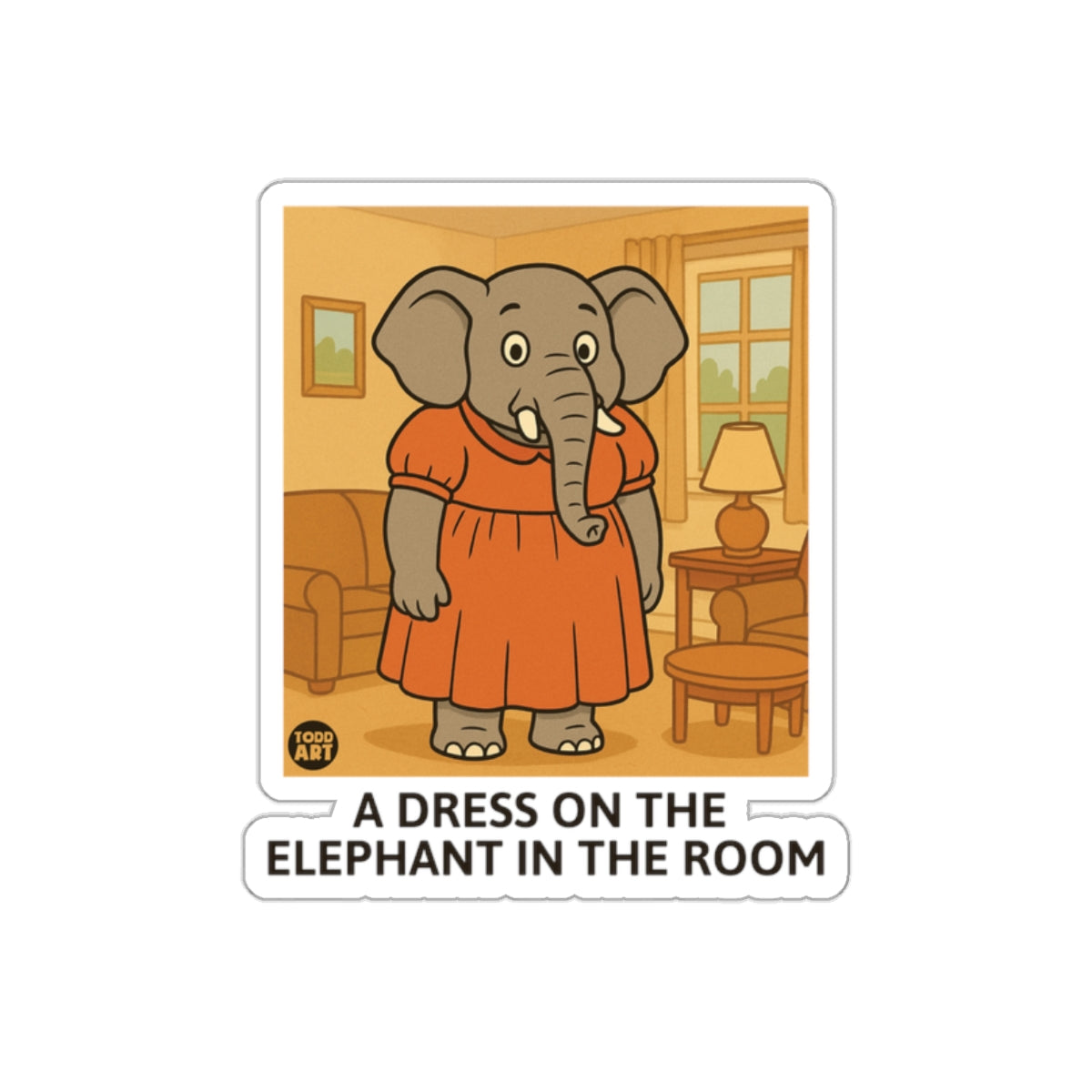 A Dress on the Elephant in the Room Sticker