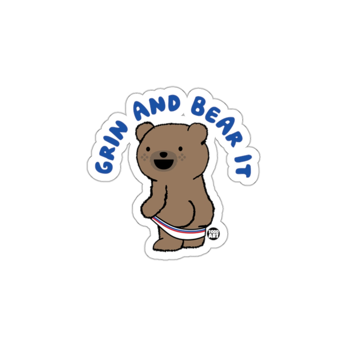 Grin and Bear It Bear Wearing Bandana Sticker