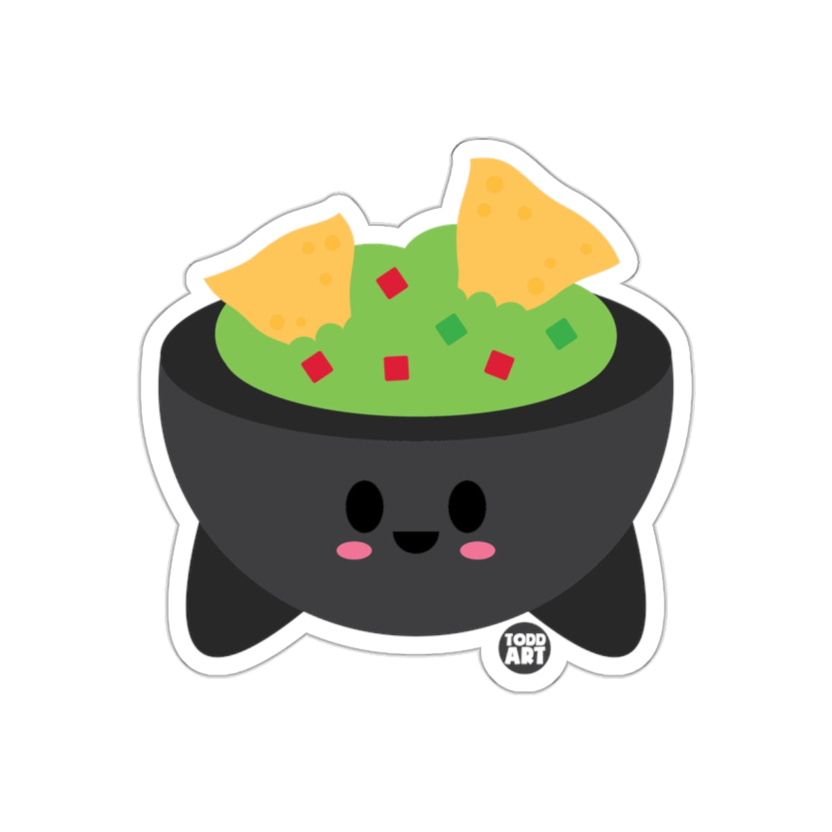 Cute Guacamole Cartoon Bowl with Chips Sticker