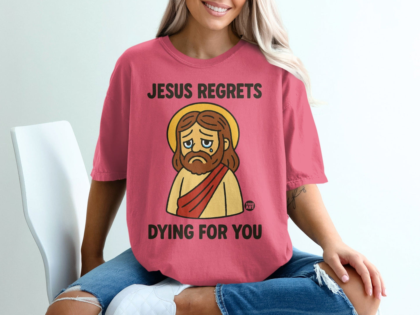 Jesus regrets dying for you graphic t-shirt.
