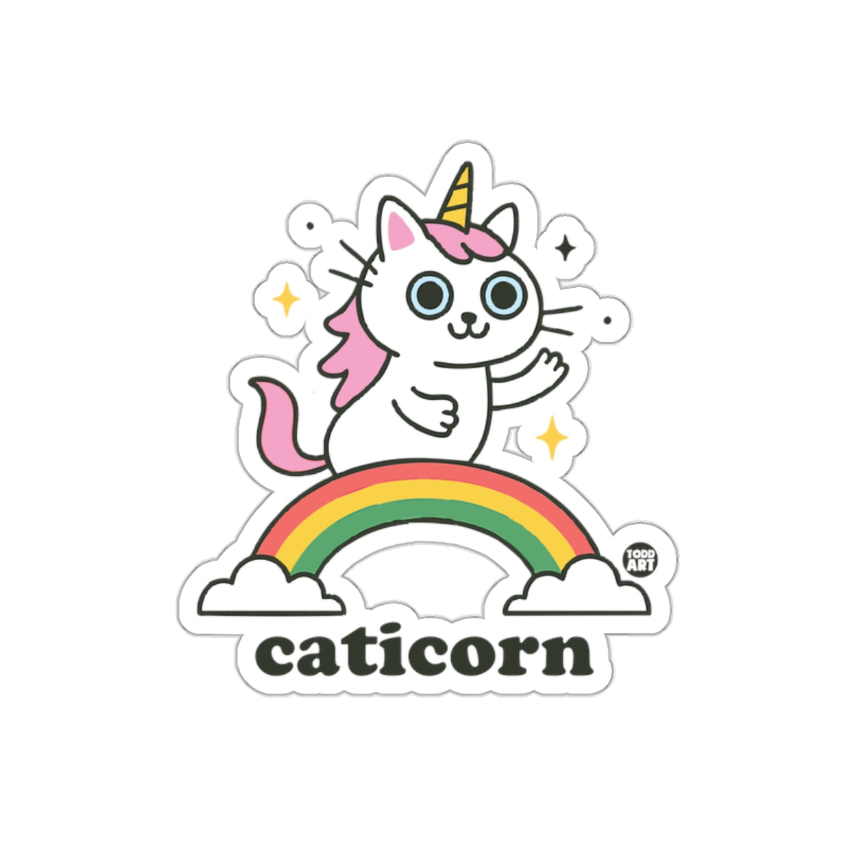 Cute Caticorn Rainbow Sticker for Kids and Teens