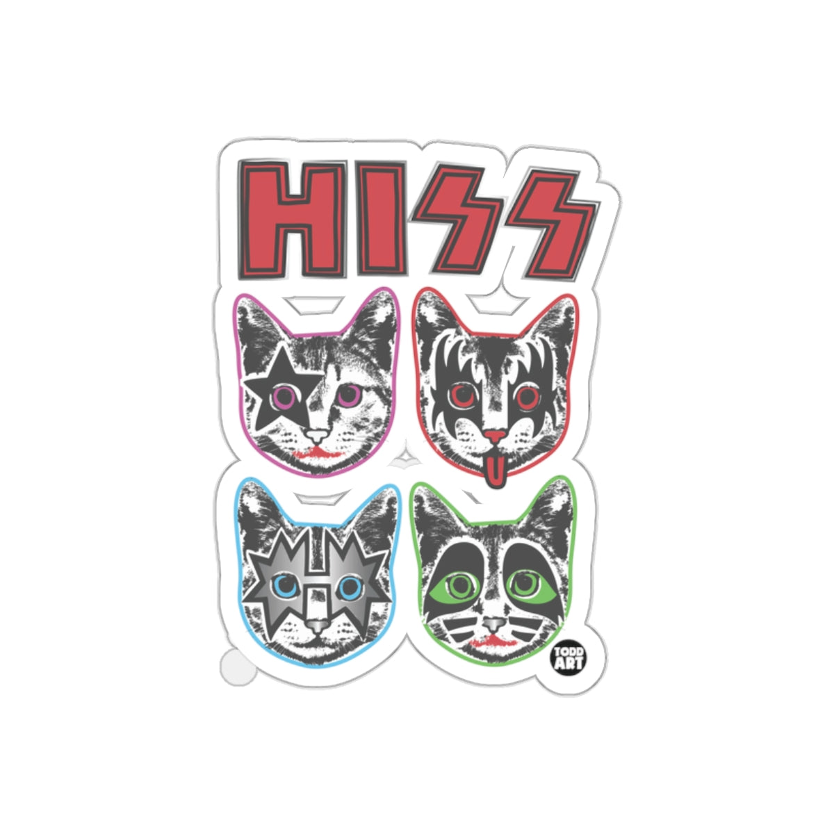 HISS Cat Faces Graphic Vintage Retro Sticker Design