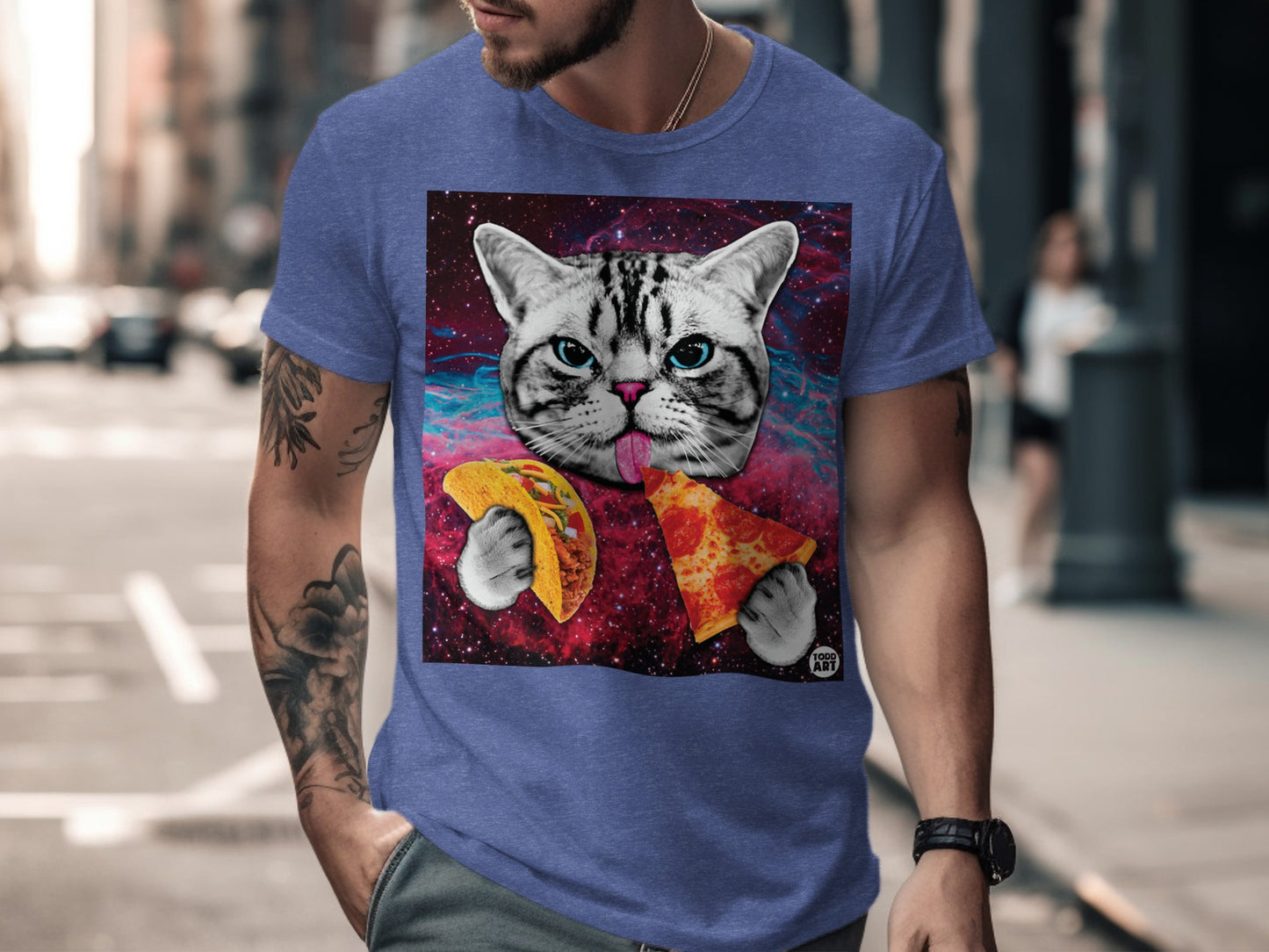 Cat Eating Pizza and Taco Graphic Design T-Shirt product