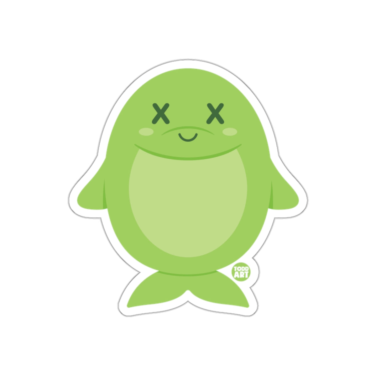 Cute Green Sea Creature with X Eyes Sticker