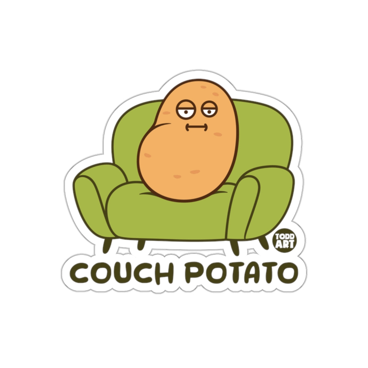 Couch Potato Humorous Cartoon Design Sticker
