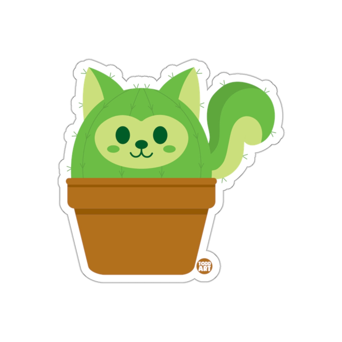 Cute Cactus Cat Sticker in a Pot Artwork Design