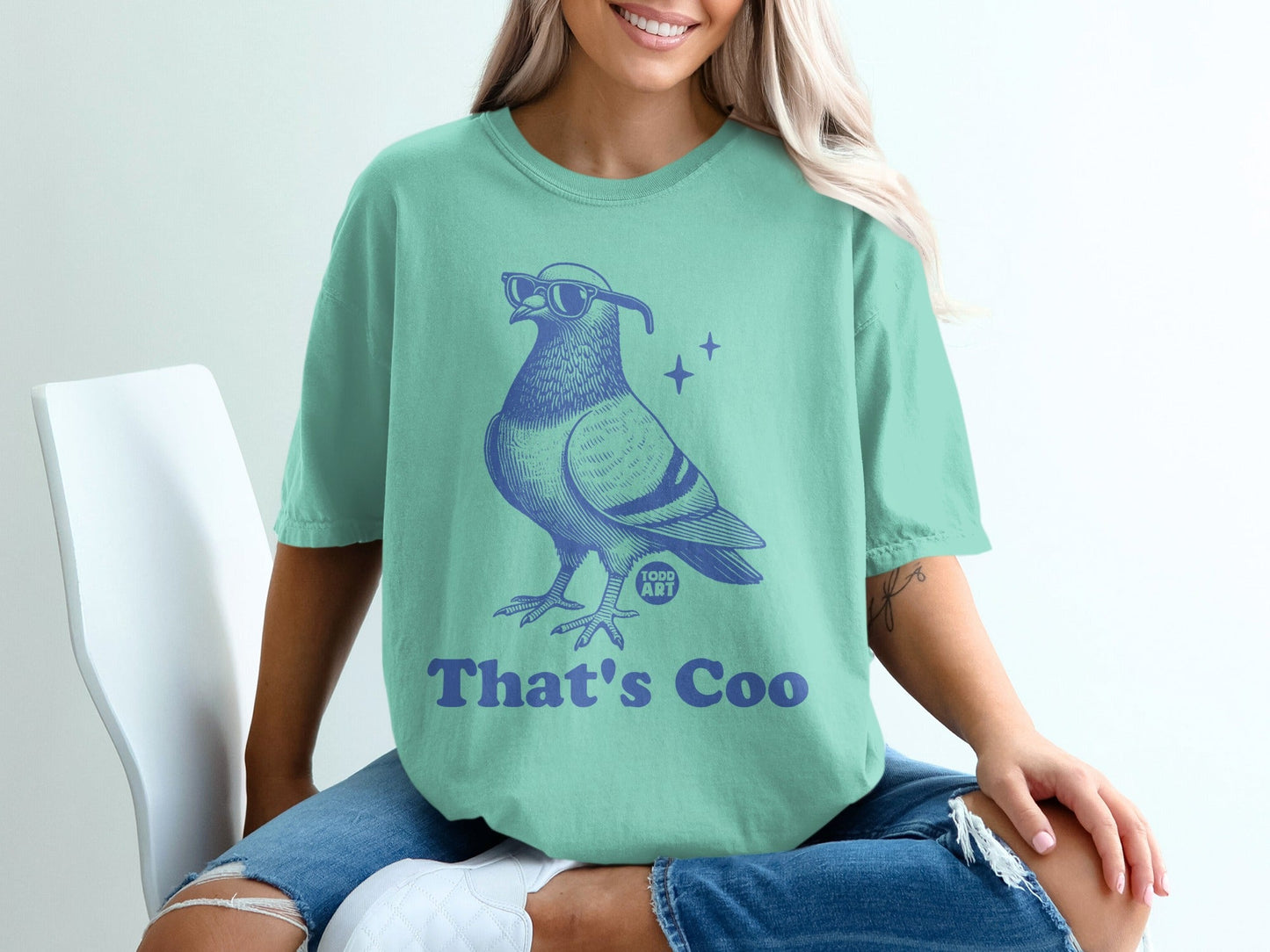 That's Coo Funny Pigeon Graphic Tee in Mint Color