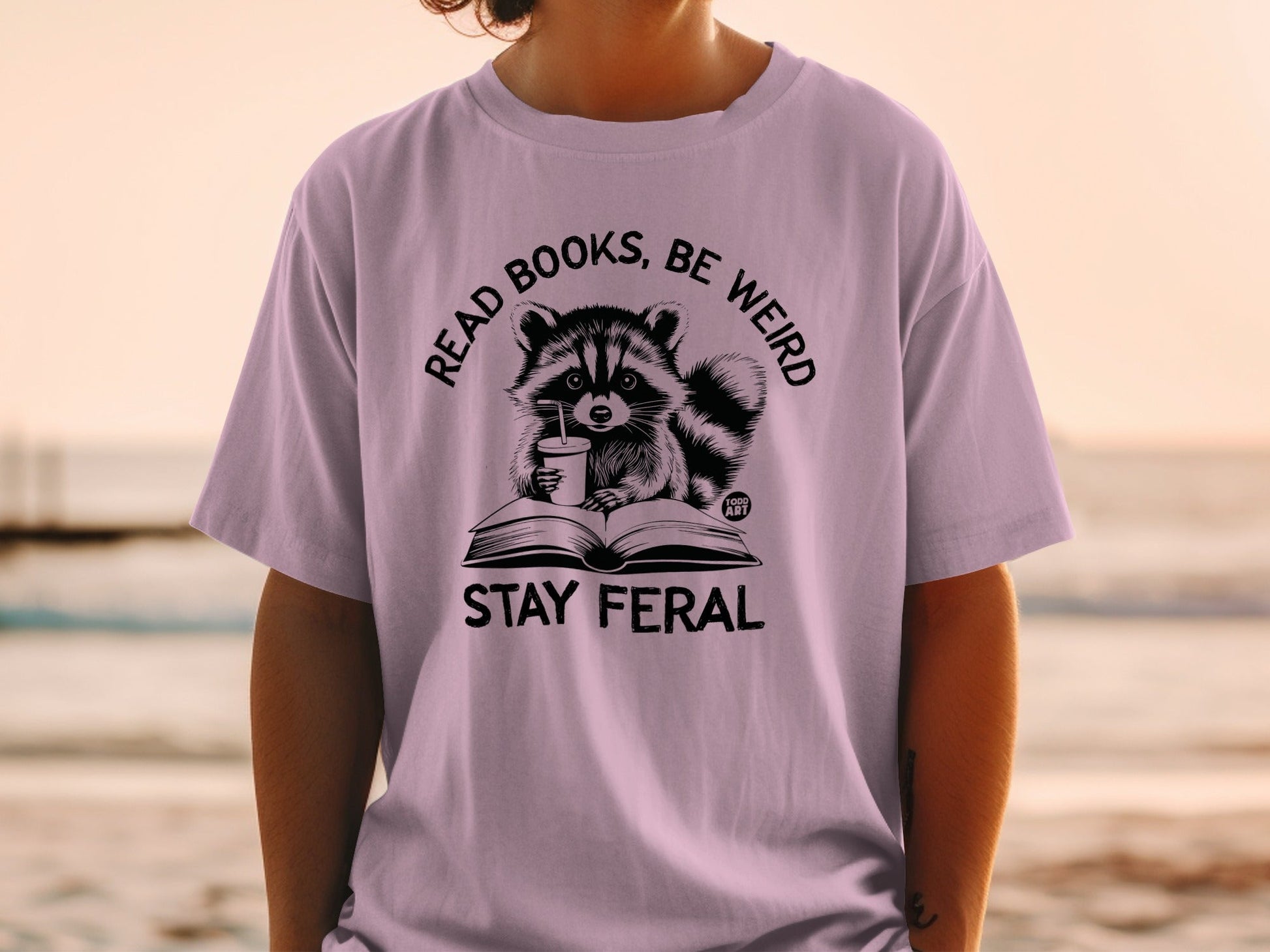 Read Books Be Weird Stay Feral Raccoon T-Shirt