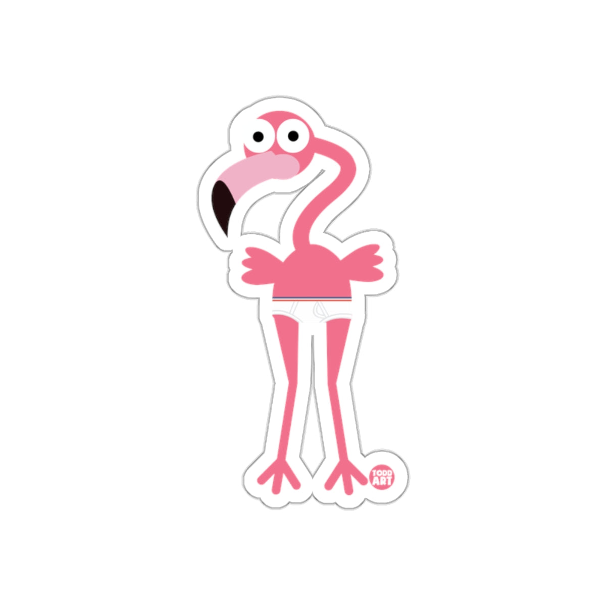 Funny Pink Flamingo in Underwear Sticker