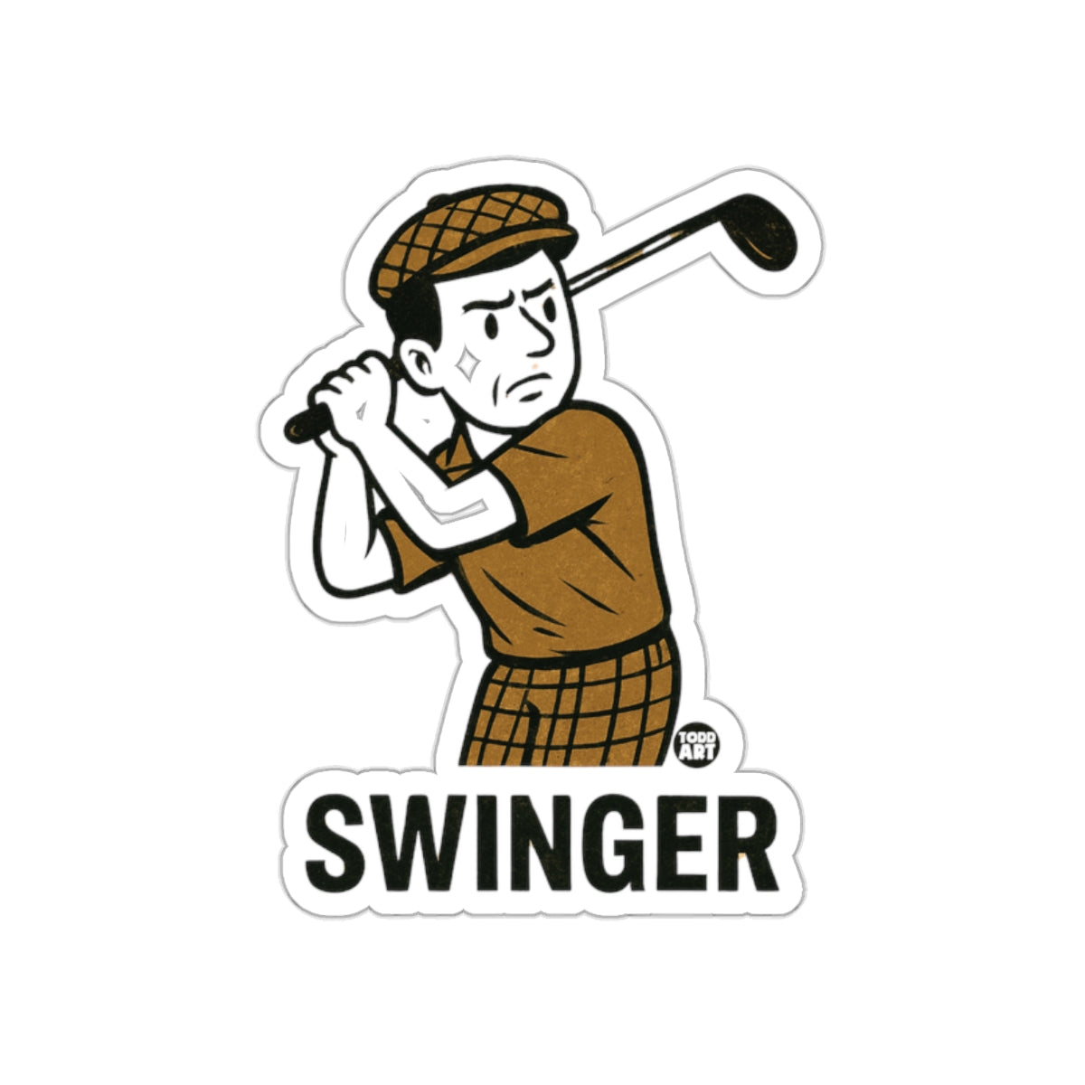 Cartoon Golfer with Golf Club Artwork Swinger Stickers