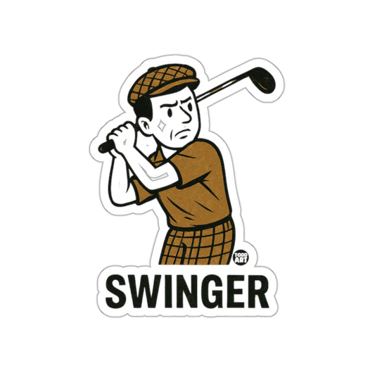 Cartoon Golfer with Golf Club Artwork Swinger Stickers