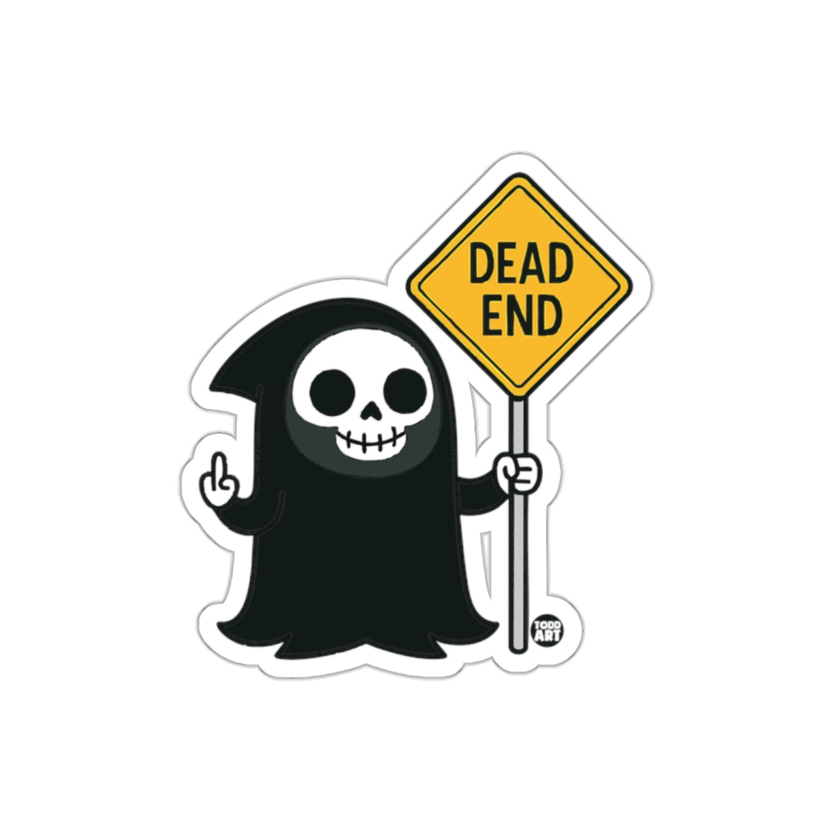 Dead End Grim Reaper Cartoon Character Funny Stickers